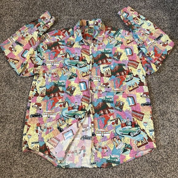 Other - JOHNNY COTTON Button Up Shirt SHORT SLEEVE USA Tourism 2XL